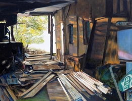 deserted workshop<br/>oil on canvas,<br/>90 cm (w) x 70 cm (h)<br/>2012